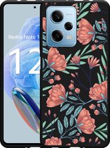 Cazy Hoesje Zwart geschikt voor Xiaomi Redmi Note 12 Pro 5G Poppy Roses