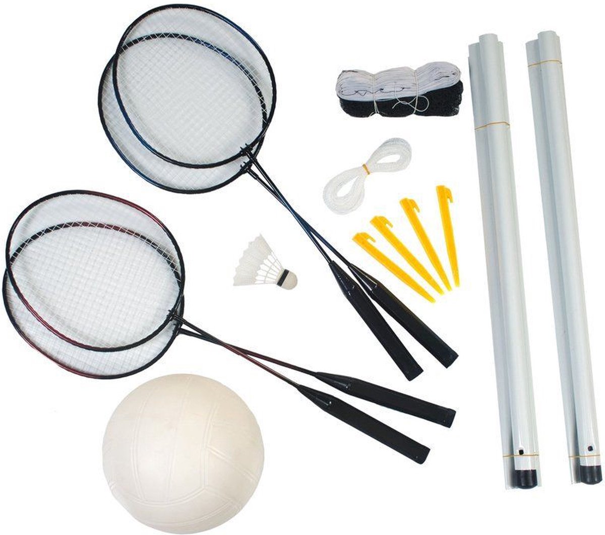 Set De Volleyball 6m Complet – Poteaux, Filet, Balle Et Pompe Inclus, Jaune