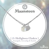 Bixorp Gems Heiligbeen Chakra Ketting Maansteen + Verguld Zilver Roestvrij Staal - 36cm + 8cm verstelbaar