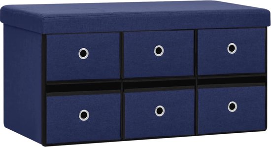 vidaXL - Opbergbank - inklapbaar - 76x38x38 - cm - kunstlinnen - blauw