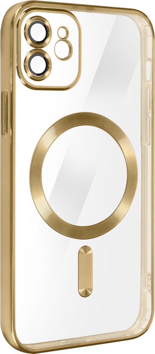 MagSafe Case Geschikt voor Apple iPhone 12 Siliconen Bescherming Camera Chroom Goud