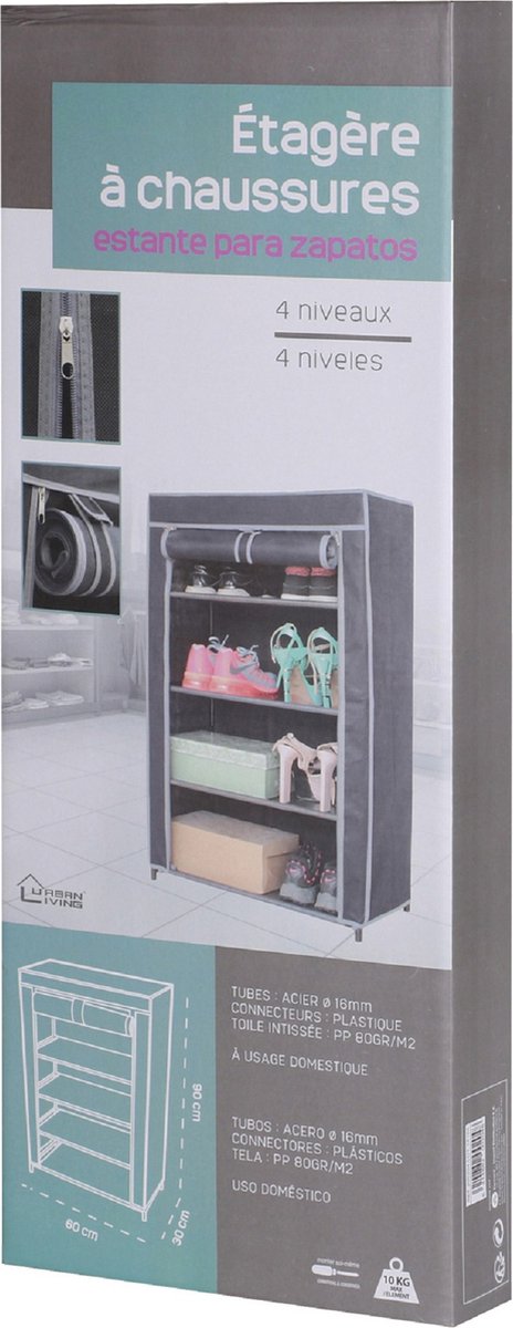 Mobiele kledingkast - met hoes - 60 x 30 x 90 cm - inclusief 10x st kledinghangers - opvouwbare garderobekast - Mobiel kledingrek — afbeelding 4