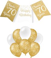 Paperdreams Luxe 70 jaar feestversiering set - Ballonnen & vlaggenlijnen - wit/goud