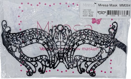 Miresa Masker Mm064 Venetiaans Masker Voor Themafeest Sexy Kant Zwart 1935