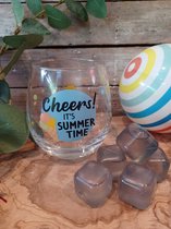 Wijn-Water-Glas-Zomer-Vakantie-Cheers-Summer time-Proost-Zomertijd-Tropisch-Kleurrijk-Cocktail-Cadeau-BBQ-Verjaardag-Buurtfeest-Camping-Herbruikbare-Ijsklontjes-Zwart-Koel