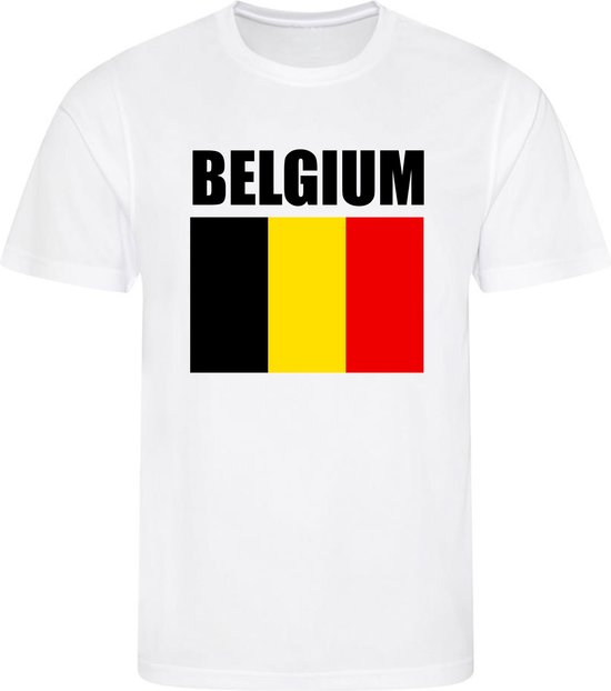 WK - Belgie - Belgium - Belgique - T-shirt Wit - Voetbalshirt - Maat: 158/164 (XL) - 12 - 13 jaar - Landen shirts