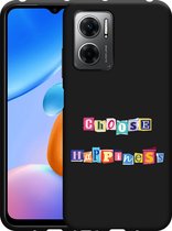 Cazy Hoesje Zwart geschikt voor Xiaomi Redmi 10 5G Choose Happiness