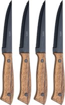 Gusta - Grillin&chillin - couteaux à steak - set de 4 pièces - couteau revêtu de titane - manche en bois d'acacia