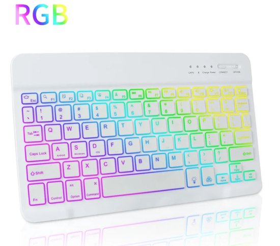 Draadloos toetsenbord - Wit - RGB verlichting - Bluetooth 3.0 - iOS,  Windows & Android... | bol.com