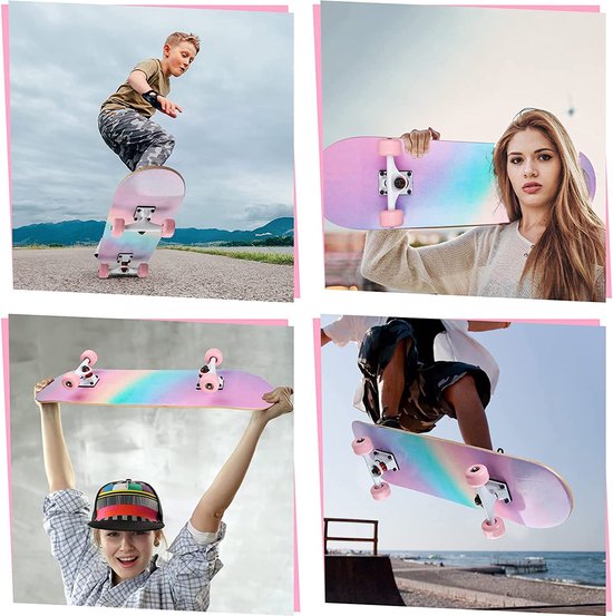Skateboard voor meisjes, volwassenen en kinderen, tieners, 7 verdiepingen  esdoorn dek,... | bol.com