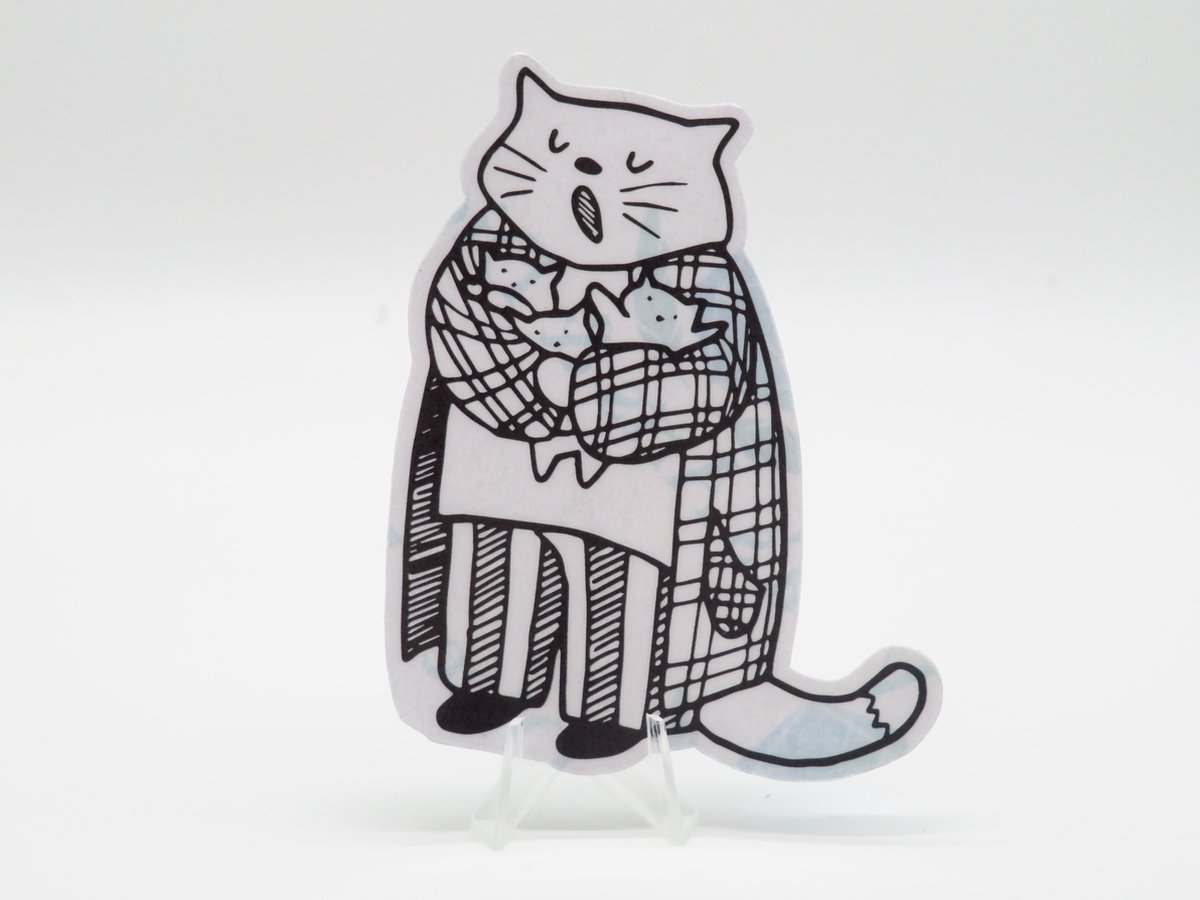 Vermoeide Papa Kat Sticker - Dieren in het Dagelijks Leven | Vera's Arts & Dice | Schattige Stickers - Handgemaakte Stickers - Journaling - Bullet Journal - Scrapbooking - Leuke Stickers - Laptop Sticker - Telefoon Sticker