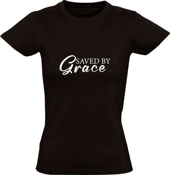 Foto: Saved by grace dames t shirt christelijk gebed jezus god geloof