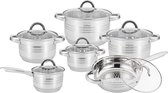 Casseroles de cuisson Cheffinger - Ensemble de casseroles à induction 12 pièces - couvercle en Verres - acier inoxydable