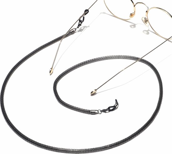 Fako Bijoux® - Cordon à lunettes - Acier Inoxydable - Acier Inoxydable - Métal - Maille - 3mm - 75cm - Gris Foncé