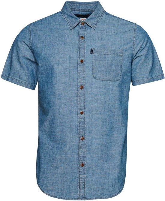 Superdry Vintage Loom Shirt Met Korte Mouwen Blauw S Man