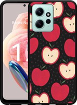 Cazy Hoesje Zwart geschikt voor Xiaomi Redmi Note 12 4G Appels