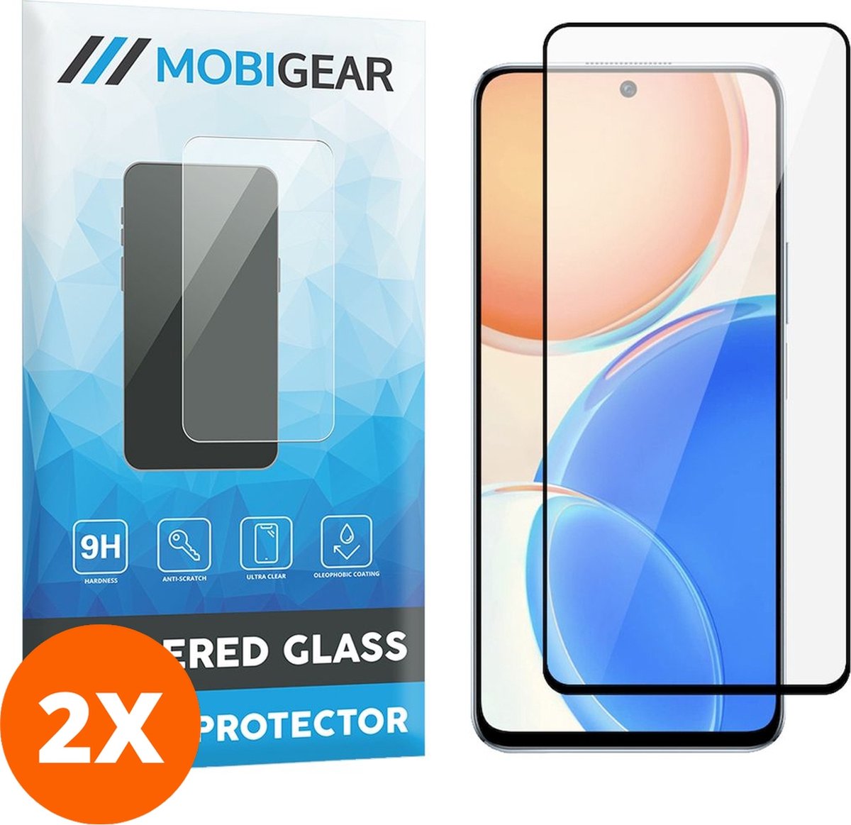 Mobigear Screenprotector geschikt voor HONOR X8 Glazen | Mobigear Premium Screenprotector - Case Friendly - Zwart (2-Pack)
