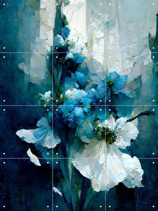 IXXI Blue Flower Bouquet - Wanddecoratie - Artiesten en Schilders - 60 x 80 cm