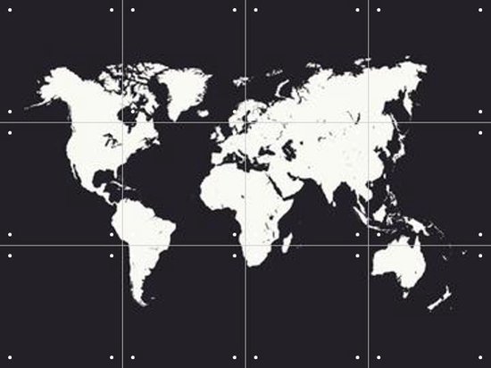 IXXI World Map black - Wanddecoratie - Grafisch Ontwerp - 80 x 60 cm