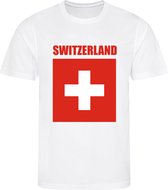 WK - Zwitserland - Switzerland - Schweiz - T-shirt Wit - Voetbalshirt - Maat: 146/152 (L) - 11-12 jaar - Landen shirts
