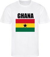 WK - Ghana - T-shirt Wit - Voetbalshirt - Maat: 134/140 (M) - 9 - 10 jaar - Landen shirts