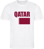 WK - Qatar - قطر - T-shirt Wit - Voetbalshirt - Maat: 122/128 (S) - 7 - 8 jaar - Landen shirts