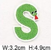 Strijk Embleem Alfabet Patch - Letter S - Dieren - 3,2 x 4,9 cm - Letters Stof Applicatie - Geborduurd - Strijkletters - Patches - Iron On