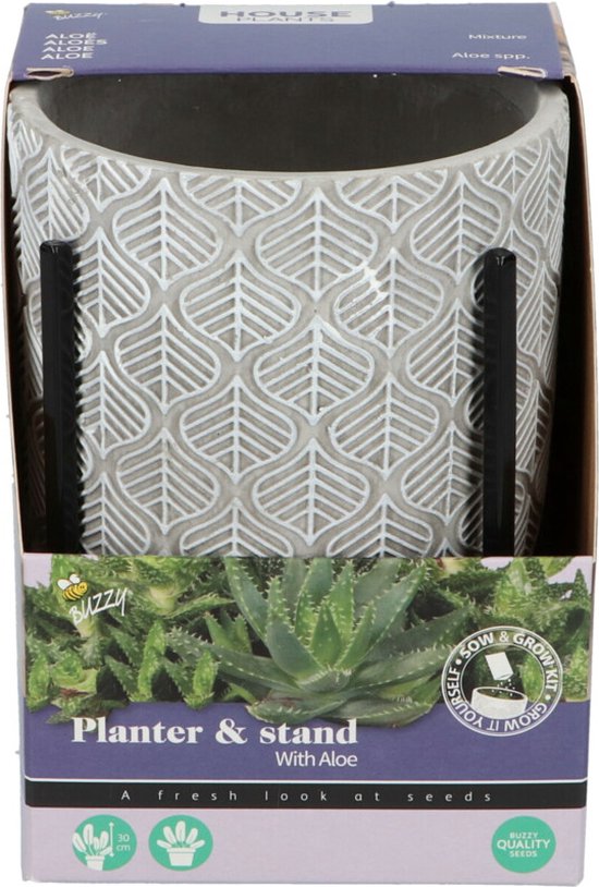 Buzzy House Plants Plantenpot in Standaard met Aloe Vera Zaden - plantenpotten voor binnen