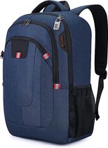 Waterdichte anti-diefstal rugzak voor 17,3 inch (44 cm) laptop herenrugzak met USB-aansluiting schoolrugzak grote business notebook backpack voor werk reizen mannen jongens, G3 blauw, 33 * 22 * 49cm