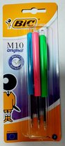 Bic m10 original - blister 3 balpennen - blauw schrijvend - 1,0 mm punt - pennen - neon blauw, groen en roze