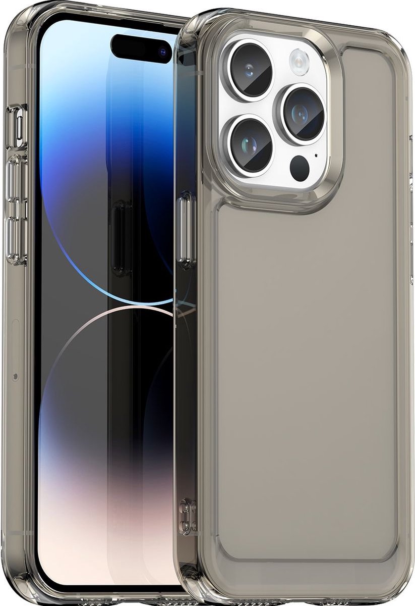 Mobigear Hoesje geschikt voor Apple iPhone 15 Pro Max Telefoonhoesje Flexibel TPU | Mobigear Crystal Backcover | iPhone 15 Pro Max Case | Back Cover - Grijs