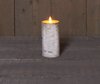 1x Witte berkenhout kleur LED kaars / stompkaars 15 cm - Luxe kaarsen op batterijen met bewegende vlam
