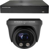 Draadloze Beveiligingscamera Set - 1x PRO Dome Camera - QHD 2K - Sony 5MP - Zwart - Buiten & Binnen - Met Nachtzicht - Incl. Recorder & App