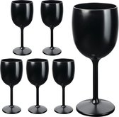 Herbruikbare wijnglazen in het zwart, keuze uit 6, 12, 24 of 48 stuks, champagneglas, champagneglas, champagneglazen, inhoud, grootte: 6 stuks