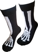 Verjaardags cadeau - Skelet Sokken - leuke sokken - vrolijke sokken - witte sokken - tennis sokken - sport sokken - valentijns cadeau - sokken met tekst - aparte sokken - grappige sokken - Socks waar je Happy van wordt - maat 37-44