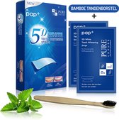 transparante teeth whitening strips 28 stuks incl bamboe tandenborstel