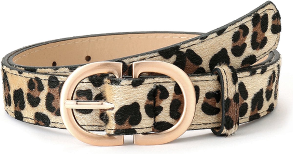 Simple Riem - Luipaard | Riemmaat 90 cm | 102 x 3 cm | Kunstleer / Staal | Fashion Favorite