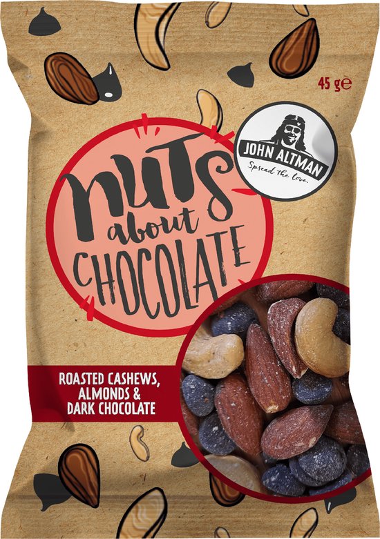 John Altman noten - Chocolate nootjes mix - vegan - perfect voor onderweg - geen kunstmatige toevoegingen - 12x 45g