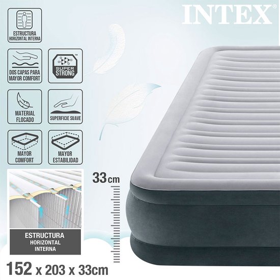 QUEEN DURA-BEAM SERIES MID RISE AIRBED WITH BIP - 203x152x33cm - 2 persoons