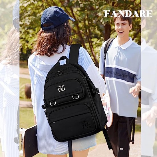 FANDARE Schoolrugzak schoolrugzak kinderrugzak schooltas jongens meisjes rugzak schooltas voor outdoor reizen dagrugzak vrijetijdsrugzak rugzak met pluche hanger waterdicht nylon, roze, Large, karik