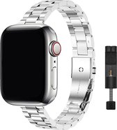Innerlight® Narrow - Zilver - 42/44/45/49mm - Metalen bandje geschikt voor Apple Watch - Schakel Armband RVS - Stainless Steel Watch Band - Roestvrijstaal - Horlogeband - Geschikt als Apple watch bandje voor Series 1/2/3/4/5/6/SE/7/8/9/Ultra