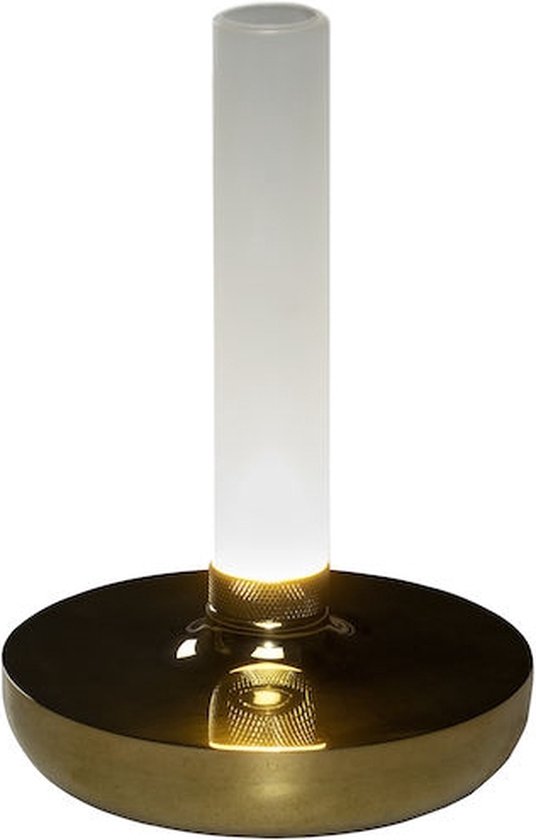 Tafellamp Biarritz | 1 lichts | wit / goud | oplaadbaar | 20,5 cm | accu / batterij | USB