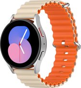 Mobigear - Watch bandje geschikt voor Garmin Venu Sq - Music Edition Bandje Flexibel Siliconen Gespsluiting | Mobigear Ocean - Wit / Oranje