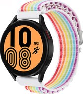 Mobigear Nylon Watch bandje geschikt voor Smartwatch Bandje Gespsluiting | Mobigear Alpine - Universeel 22 mm connector - White Rainbow