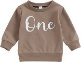Eerste verjaardag sweater bruin maat 12-16 maanden - cakesmash - eerste - verjaardag - sweater - bruin - 1 - one