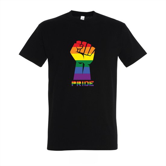 T-shirt Pride - Zwart T-shirt - Maat XL - T-shirt met print - T-shirt heren - T-shirt dames