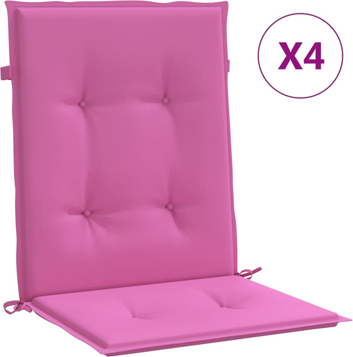 vidaXL - Stoelkussens - 4 - st - lage - rug - stof - roze