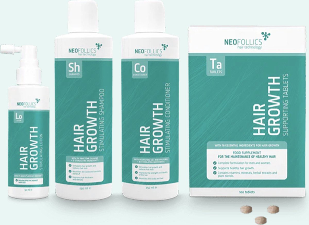 Bol.com Neofollics Behandeling van gevorderd haarverlies - Shampoo 250ml - Conditioner 250ml - Lotion 90ml - Tablets 100st. aanbieding