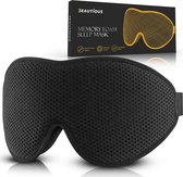 Beautious® Luxe Slaapmasker - Oogmasker - 3D Ergonomisch - 100% Verduisterend - Traagschuim - Verstelbaar - Zwart