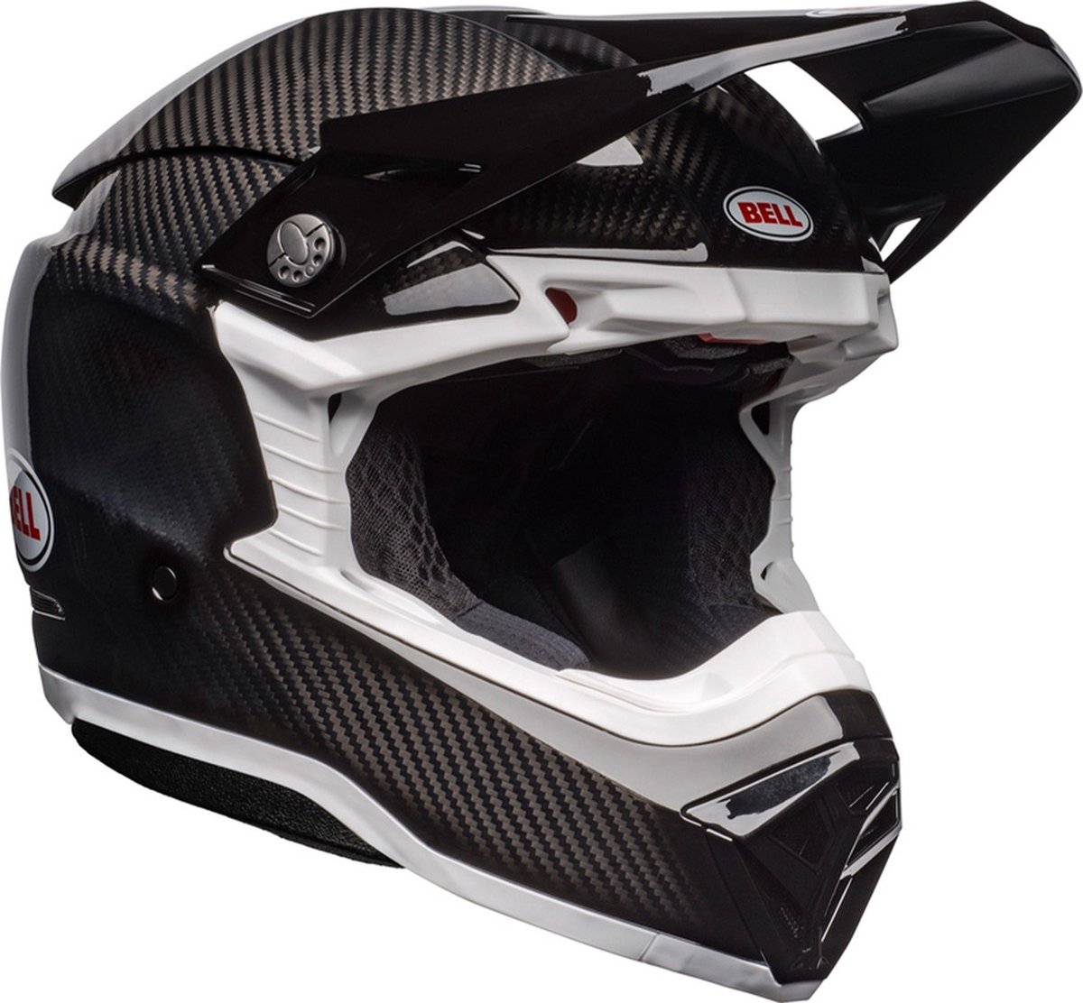 Bell Moto-10 Spherical Solid Gloss Black White Helmet Full Face S - Maat S - Helm
